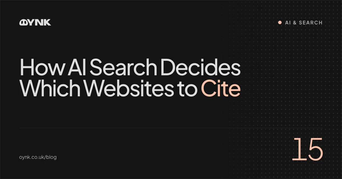 Title card 15: How AI Search Decides Which Websites to Cite — AI & Search