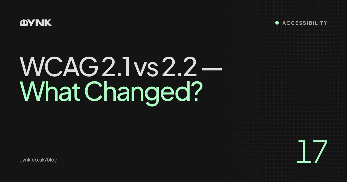 Title card 17: WCAG 2.1 vs 2.2 — What Changed? — Accessibility